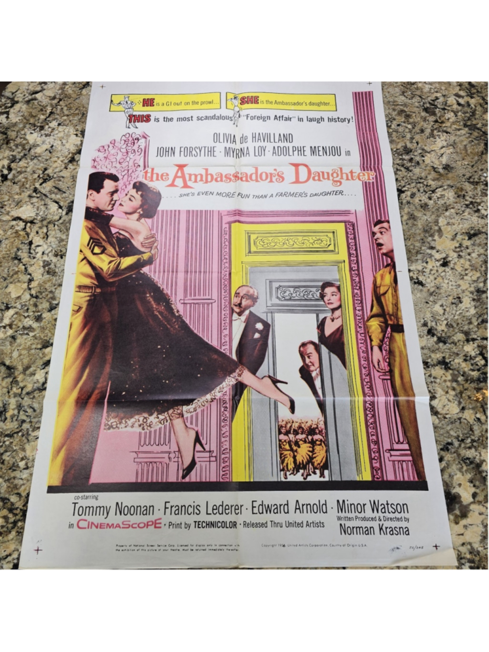 Original 1956 The Ambassador’s Daughter Movie Poster One Sheet 27x41 NSS 56/345
